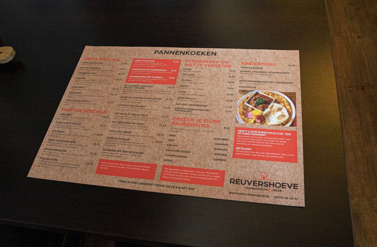 Reuvershoeve – Vormgeving & Drukwerk: Placemat