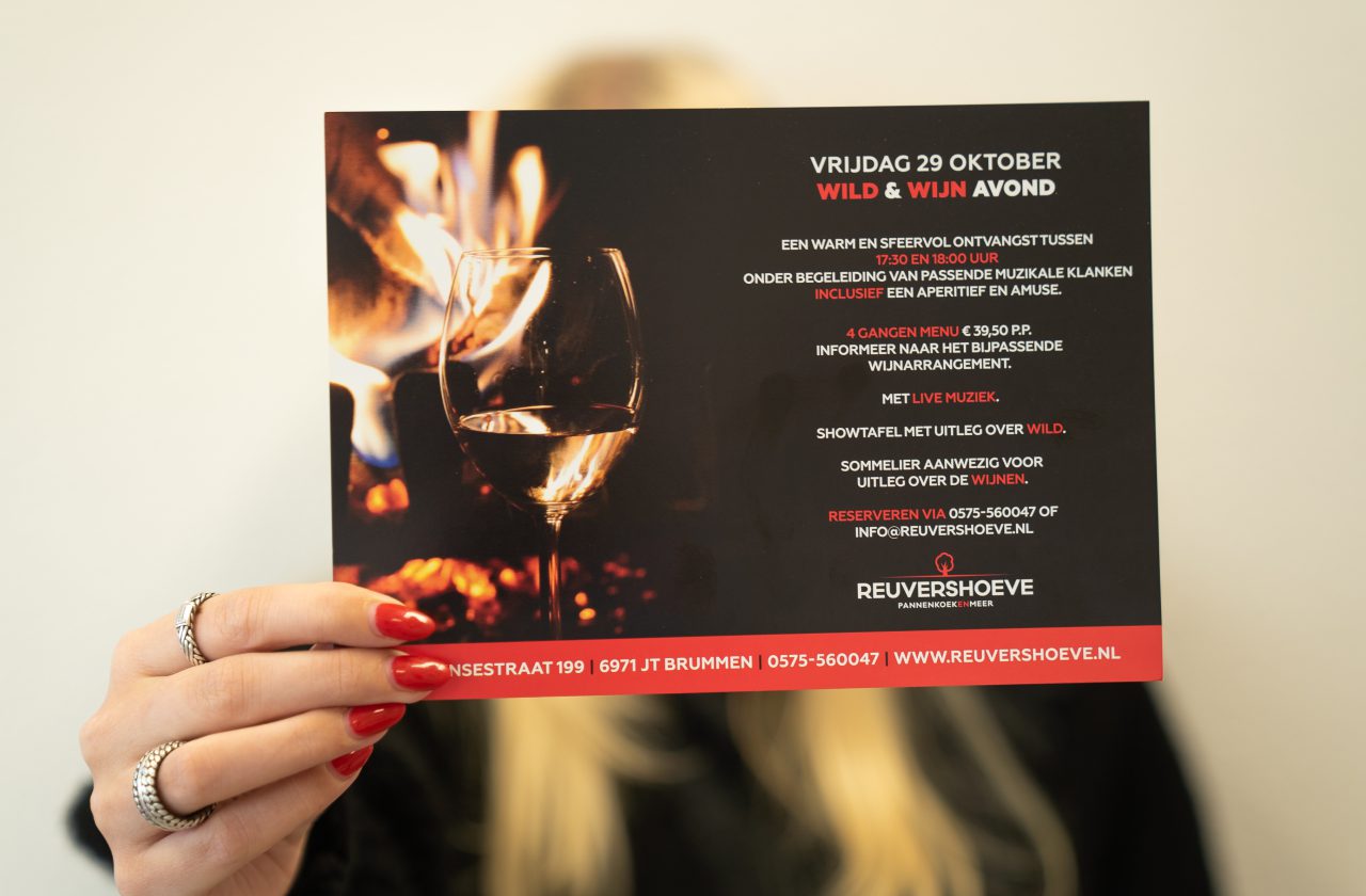 Reuvershoeve – Vormgeving: Flyer Wild & Wijn Avond